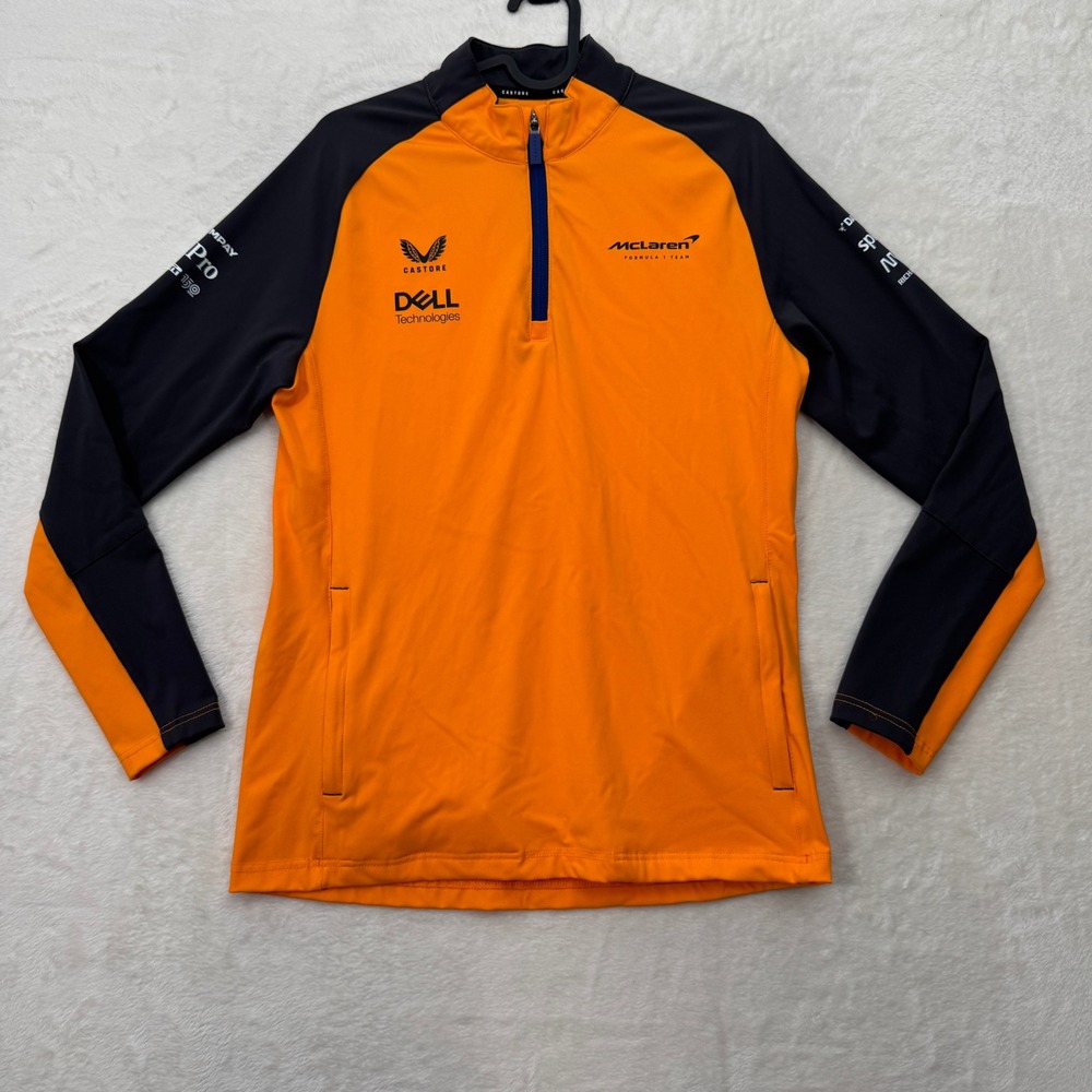 Castore McLaren F1 Pullover Womens 10 Orange Quarter Zip Team Sponsor Logo Top